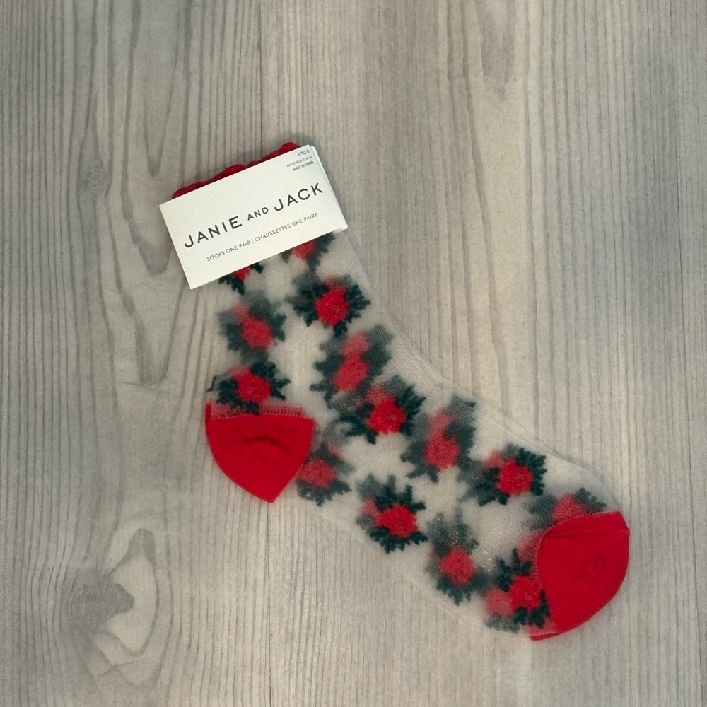 Janie and Jack Red and Green Patterned Socks